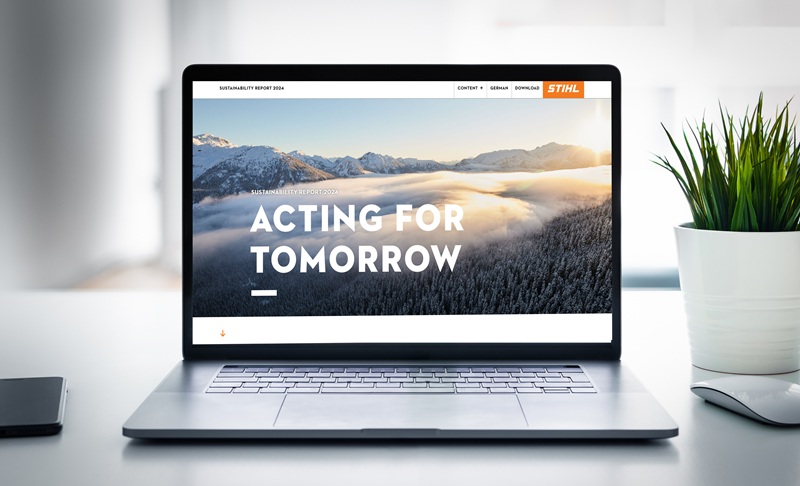 Il Rapporto di sostenibilità 2024 di STIHL presenta le misure e i progressi compiuti nell'ultimo anno nelle aree di interesse degli ecosistemi, della circolarità e della cura. Immagine: STIHL.